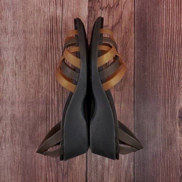 Crocs Womens Size 6 Huarache Mini Wedge Bronze Espresso Open Toe Sandals Shoes - Picture 7 of 14